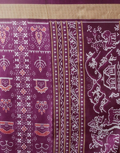 Deep Purple Silk Printed  Saree
