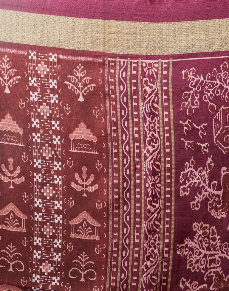 Brown Silk Printed  Saree