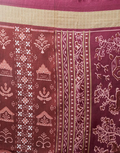 Brown Silk Printed  Saree