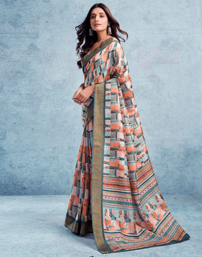 Multicolour Silk Printed  Saree