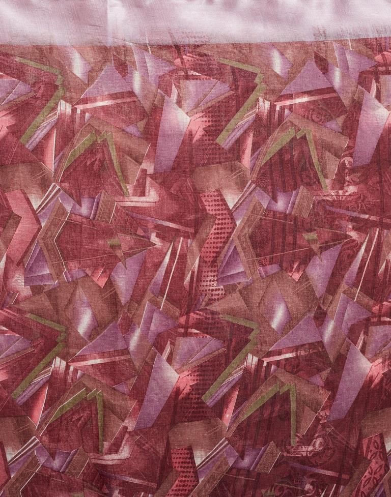 Wine Linen Printed  Saree