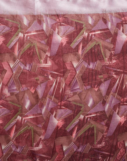 Wine Linen Printed  Saree