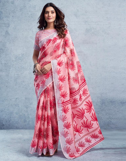 Light Pink Linen Printed  Saree