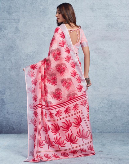 Light Pink Linen Printed  Saree