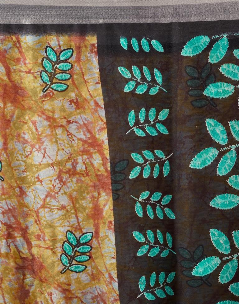 Yellow & Multicolour Chiffon Printed  Saree