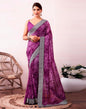 Purple Georgette Printed  Saree