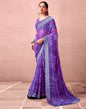 Lavender & Blue Georgette Printed  Saree