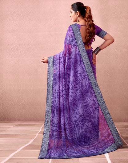 Lavender & Blue Georgette Printed  Saree