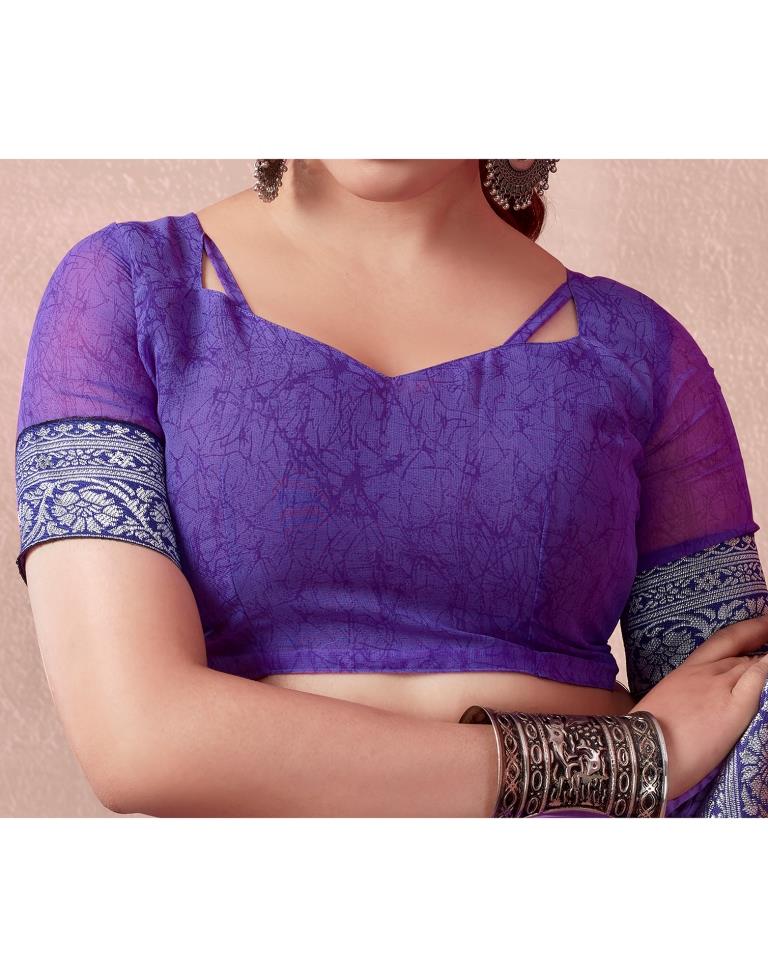 Lavender & Blue Georgette Printed  Saree