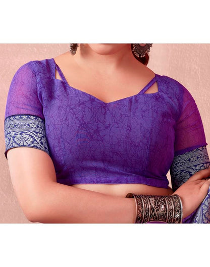 Lavender & Blue Georgette Printed  Saree