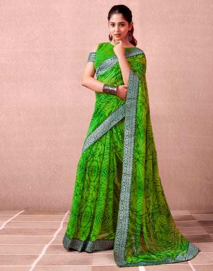 Green Georgette Printed  Saree