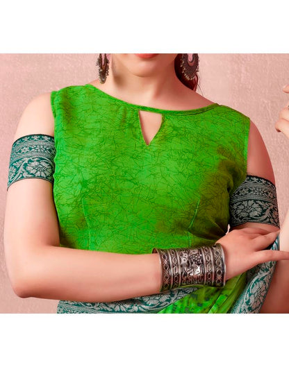 Green Georgette Printed  Saree