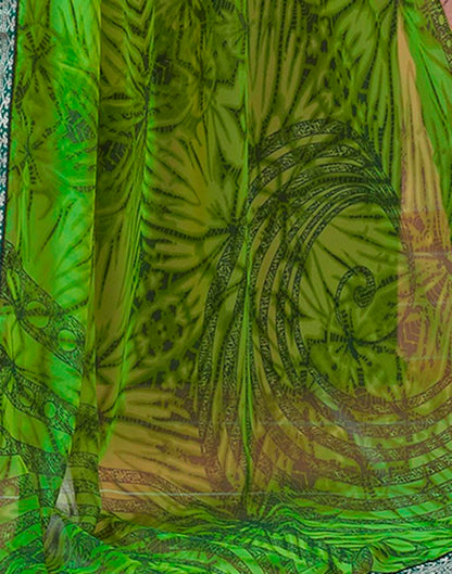 Green Georgette Printed  Saree