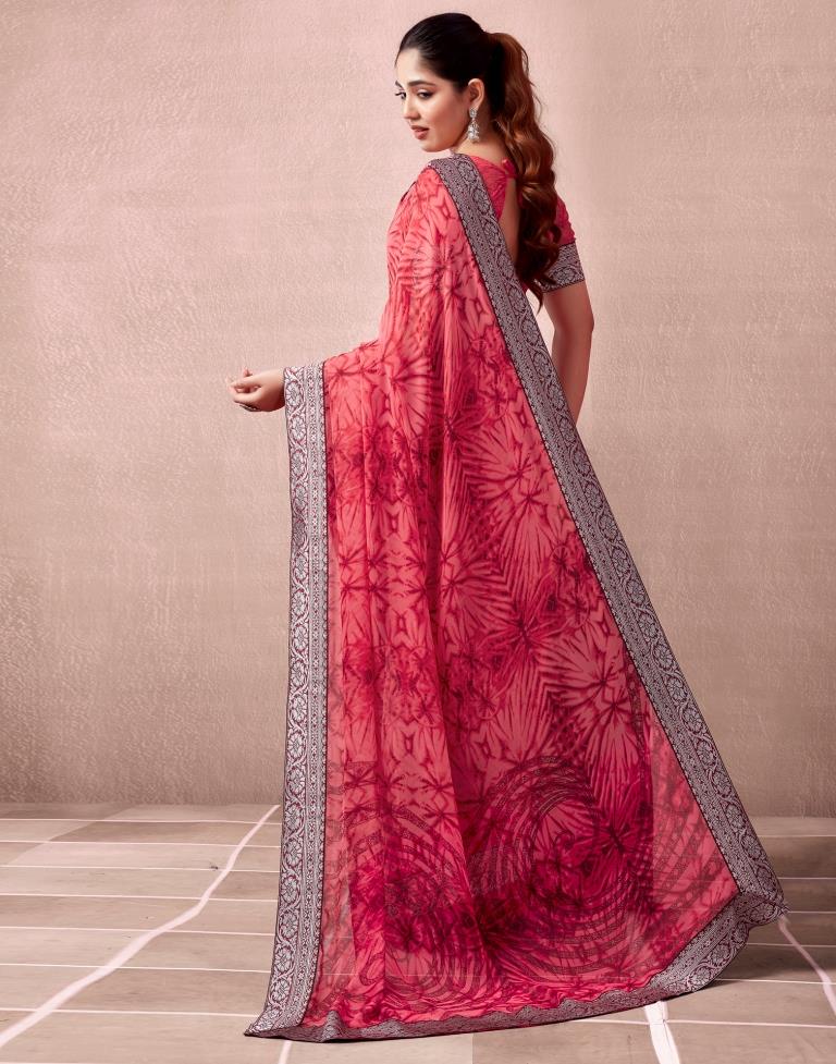 Red Georgette Printed  Saree