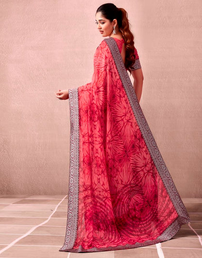 Red Georgette Printed  Saree