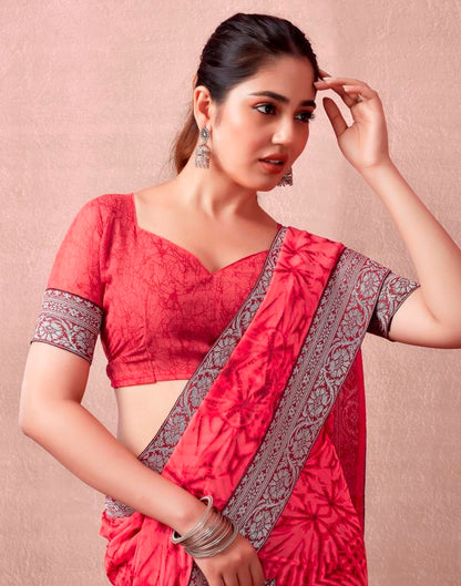 Red Georgette Printed  Saree