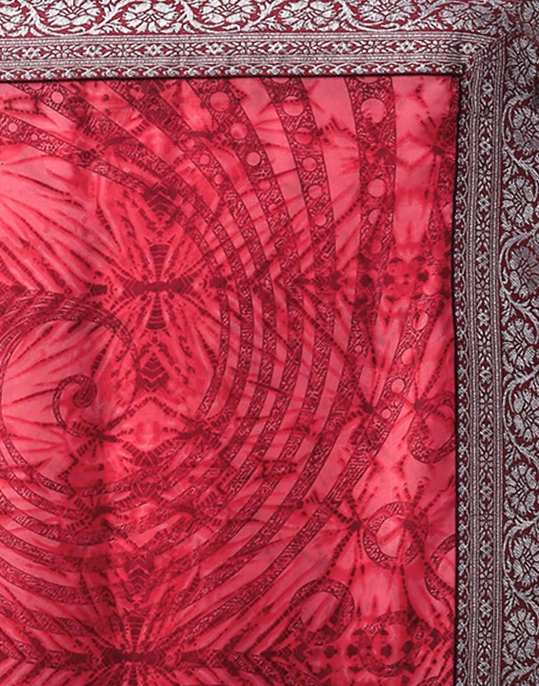 Red Georgette Printed  Saree