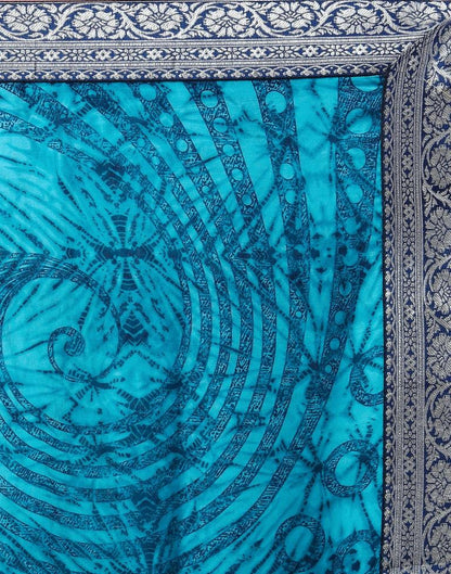 Teal Blue Georgette Printed  Saree