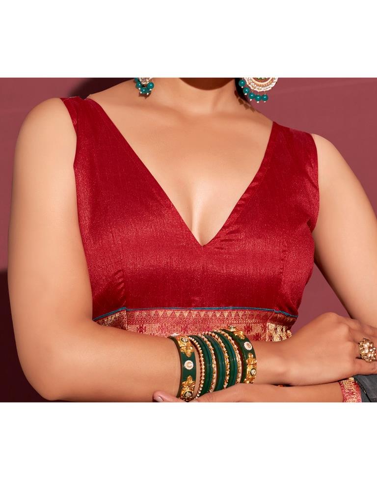 Dark Grey Chiffon Printed Saree