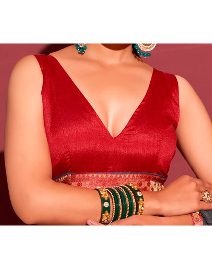 Dark Grey Chiffon Printed Saree