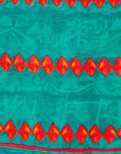 Teal Blue Chiffon Printed Saree