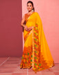 Yellow Chiffon Bandhani Saree