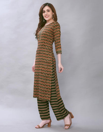 Dusty Coloured Rayon Printed Kurti With Palazzo | Leemboodi