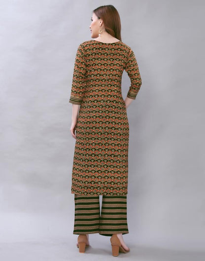 Dusty Coloured Rayon Printed Kurti With Palazzo | Leemboodi