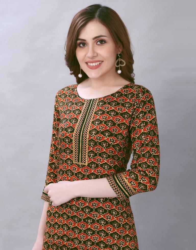 Dusty Coloured Rayon Printed Kurti With Palazzo | Leemboodi