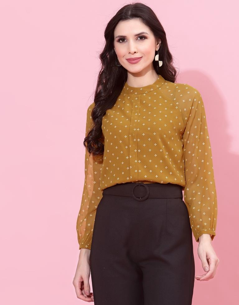 Mustard Yellow Raglan Sleeve Formal Top | Sudathi