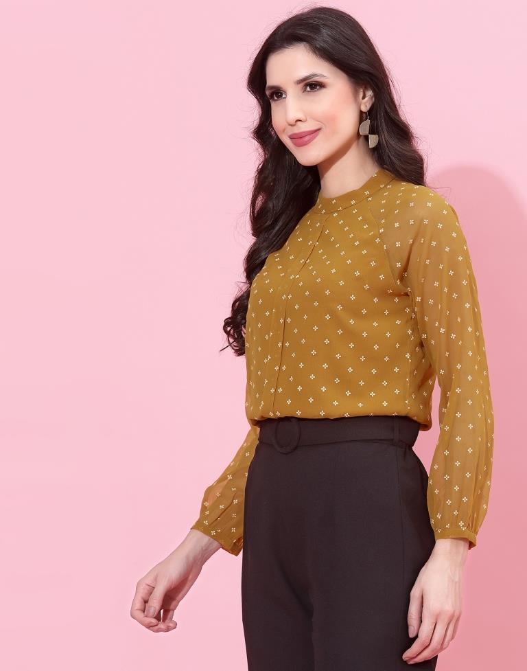 Mustard Yellow Raglan Sleeve Formal Top | Sudathi