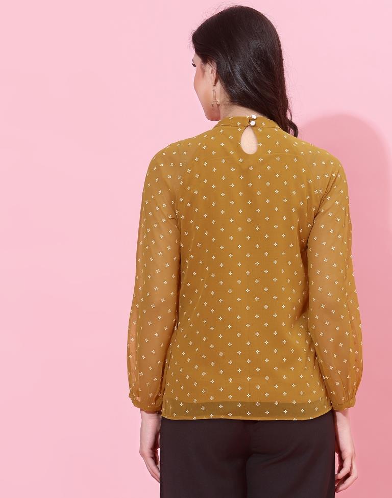 Mustard Yellow Raglan Sleeve Formal Top | Sudathi