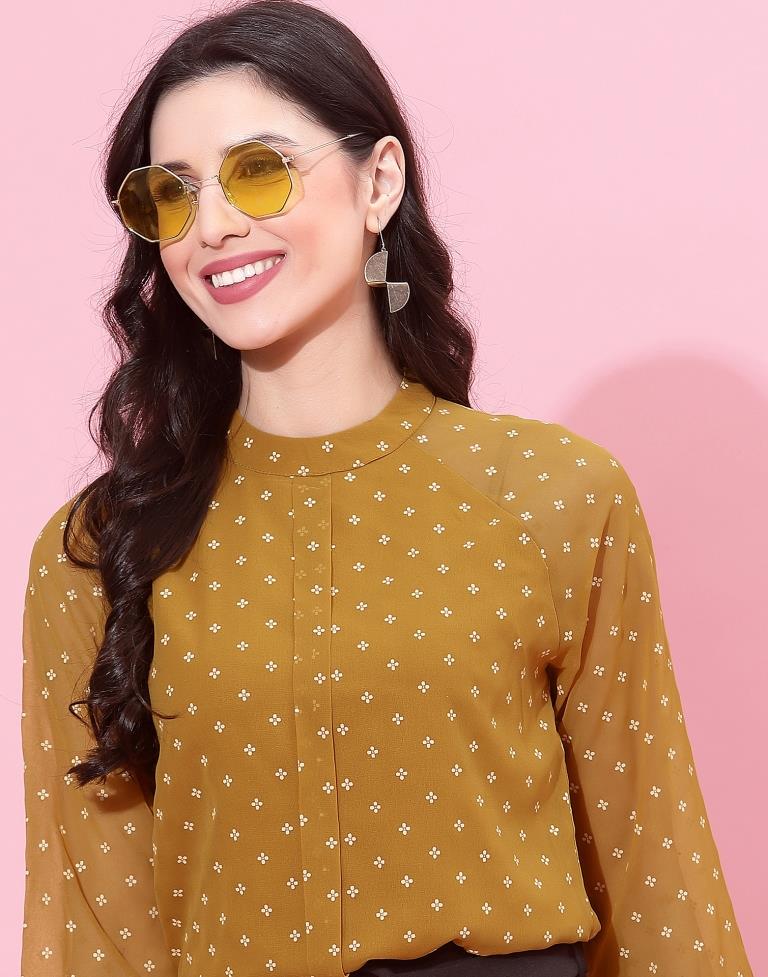 Mustard Yellow Raglan Sleeve Formal Top | Sudathi