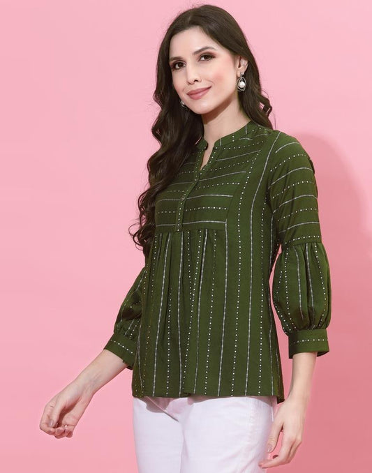 Green Geathered Top | Leemboodi