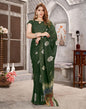 Dark Green Georgette Printed  Saree