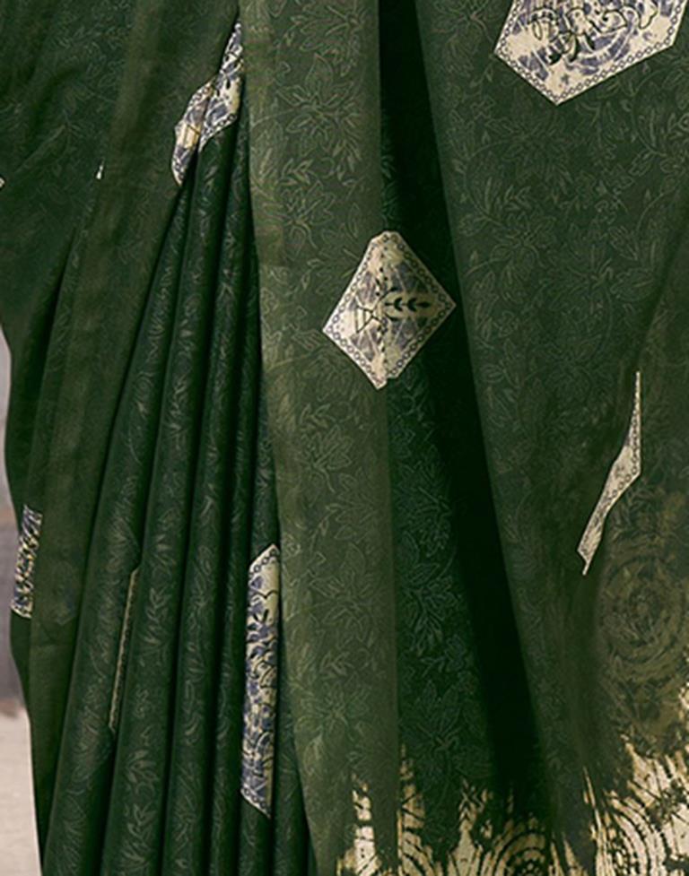 Dark Green Georgette Printed  Saree