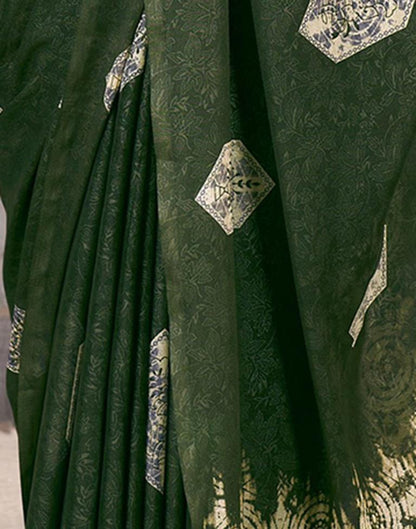 Dark Green Georgette Printed  Saree