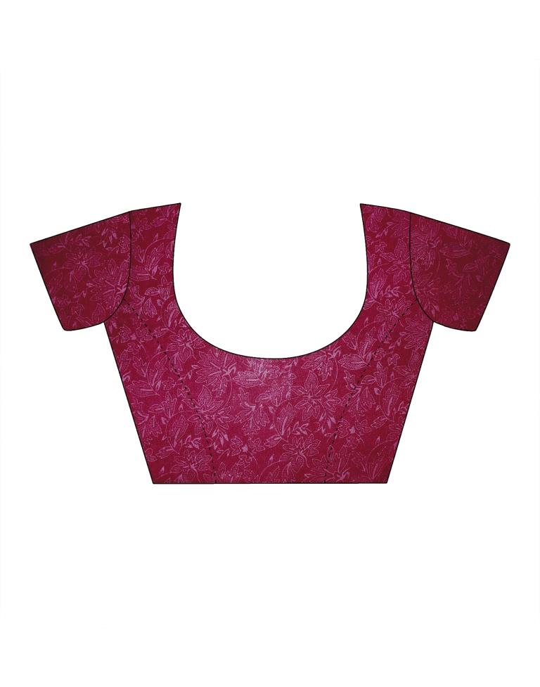 Dark Red Georgette Printed  Saree