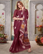 Maroon Georgette Printed  Saree