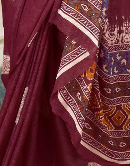 Maroon Georgette Printed  Saree