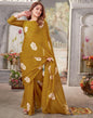 Mustard Georgette Printed  Saree