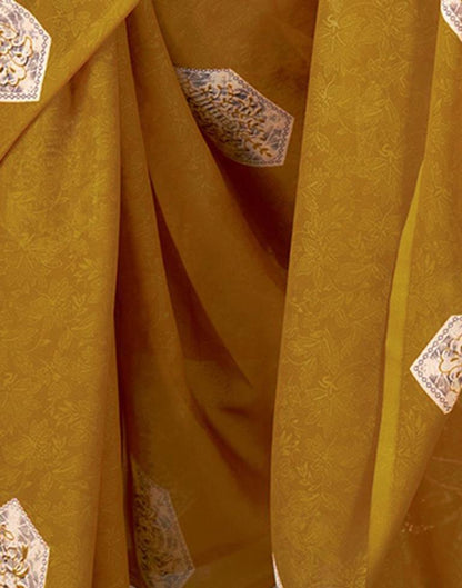 Mustard Georgette Printed  Saree