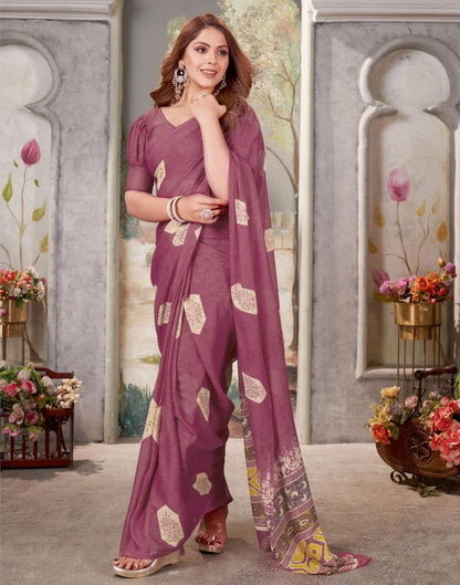 Deep Magenta Georgette Printed  Saree