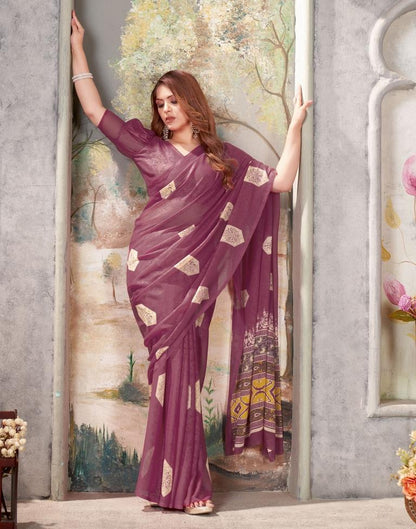 Deep Magenta Georgette Printed  Saree