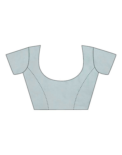 Grey & Multicoloured Cotton Printed  Saree