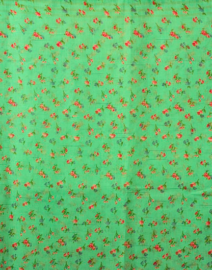 Light Green Cotton Printed  Saree