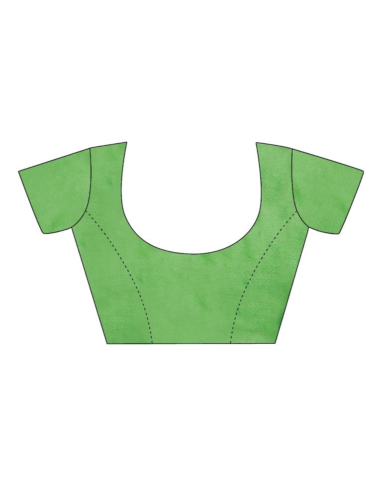 Light Green Cotton Printed  Saree