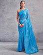 Blue Chiffon Printed  Saree