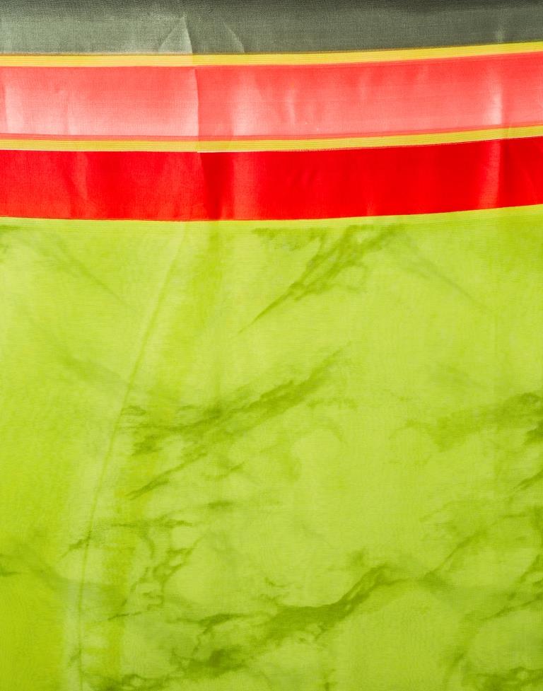 Parrot Green Georgette Printed  Saree