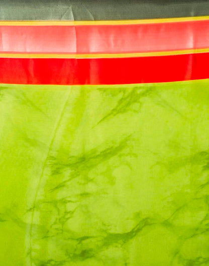 Parrot Green Georgette Printed  Saree